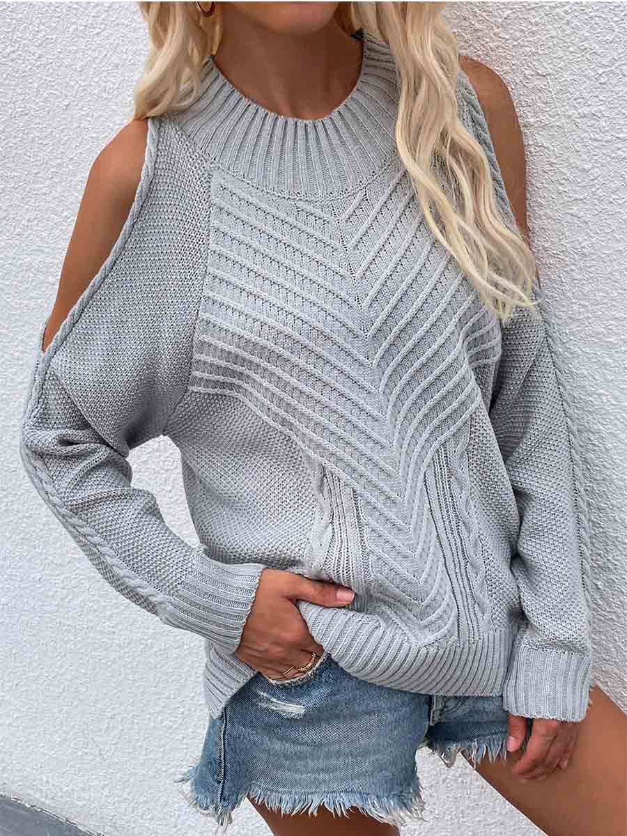 Veleaee Off-shoulder Knit Sweater