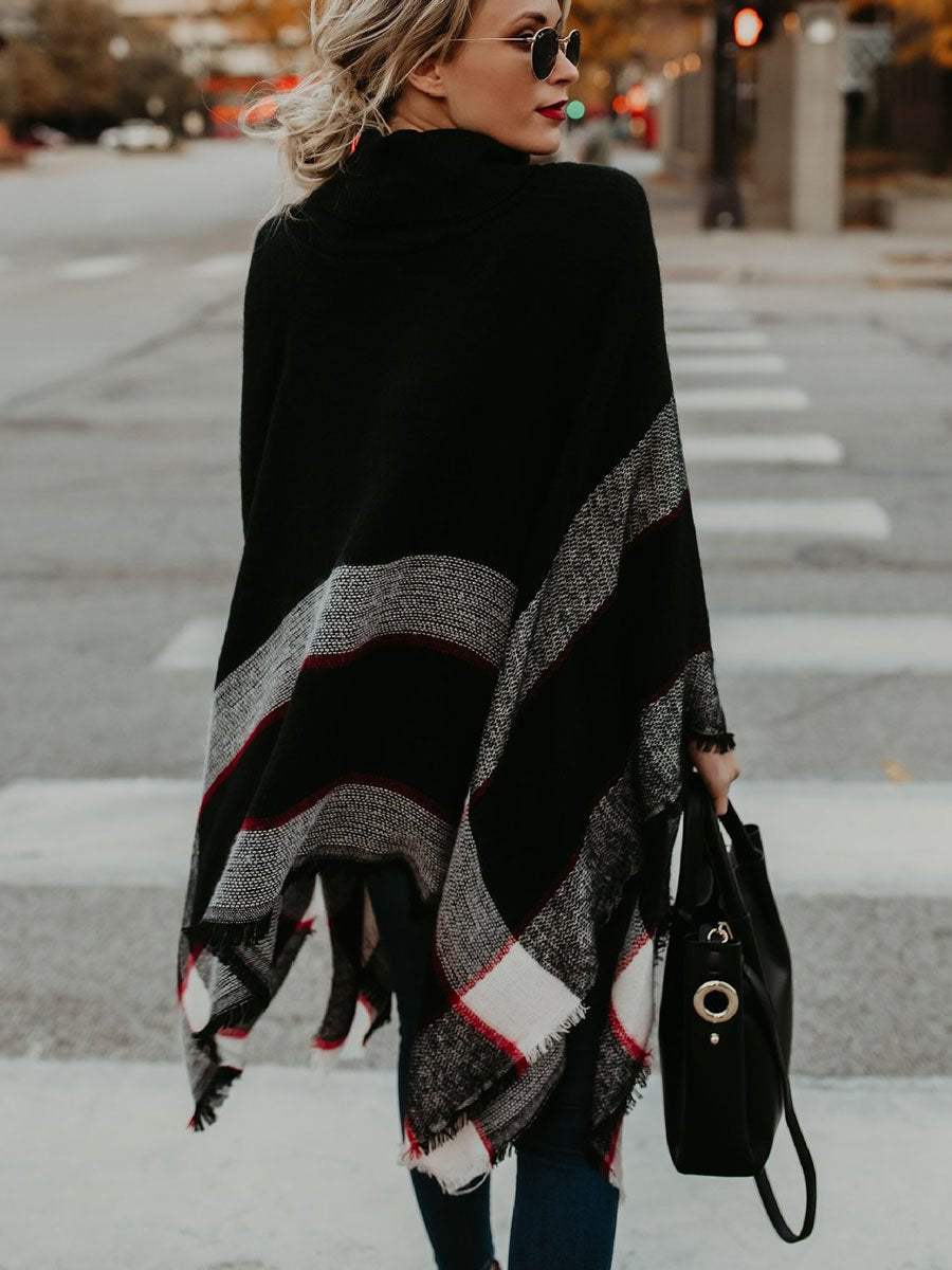 Veleaee Cape Knit Turtleneck Sweater