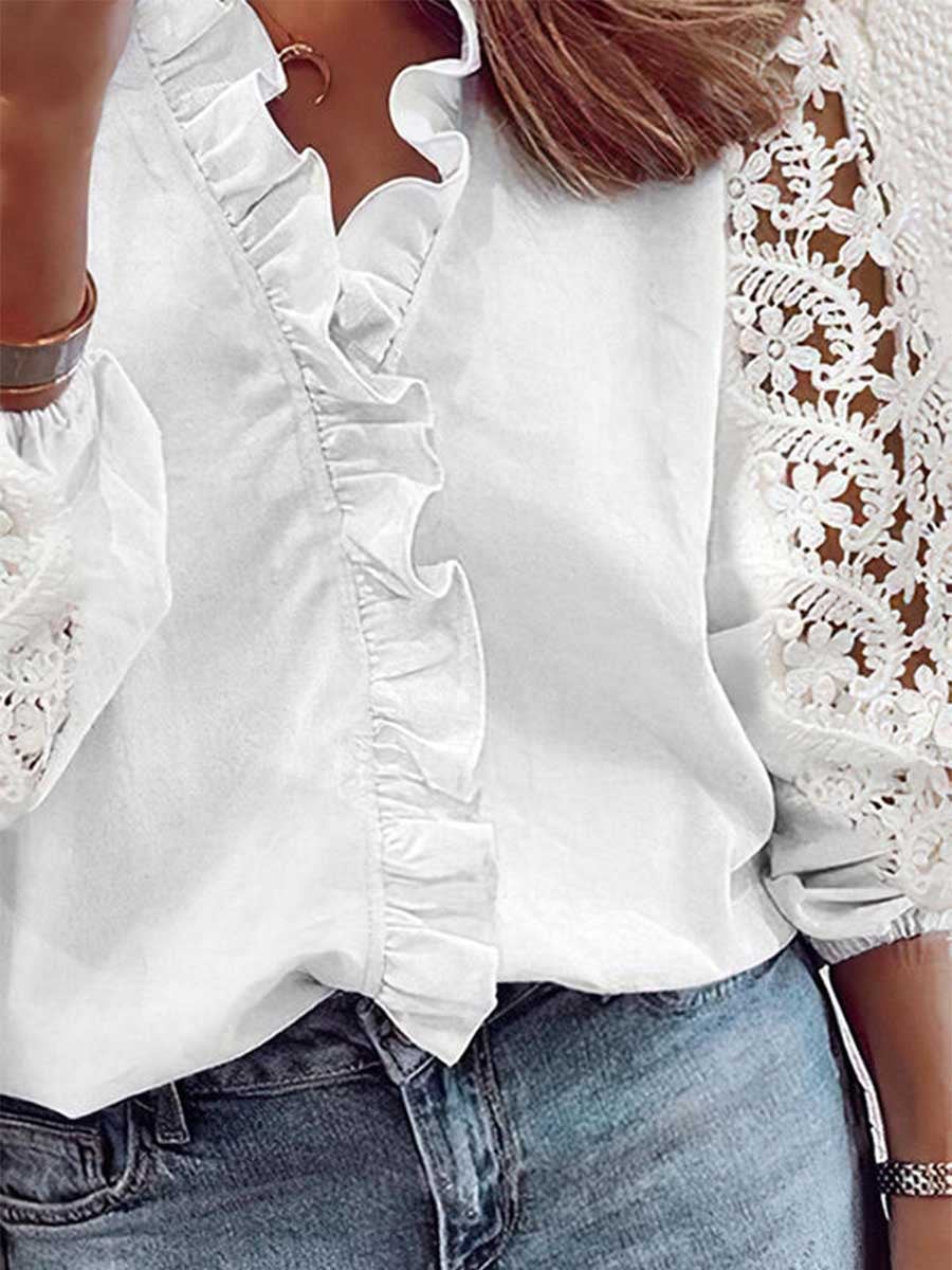 Veleaee  Lace Long Sleeve Shirt