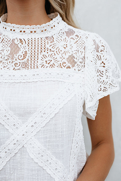 Veleaee Not So Secret Lace Overlay Ruffle Top - 3 Colors