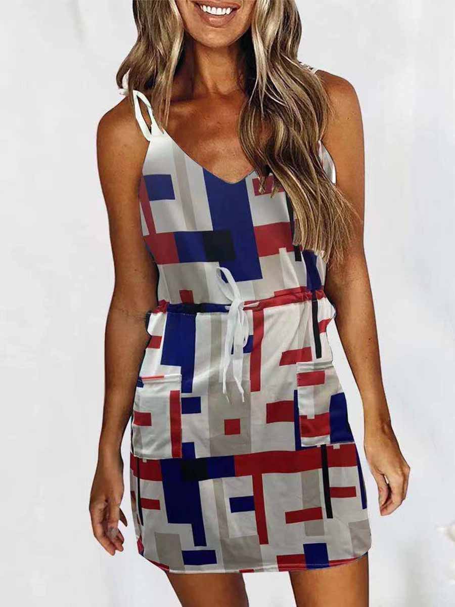Veleaee Printed Sleeveless Mini Dress
