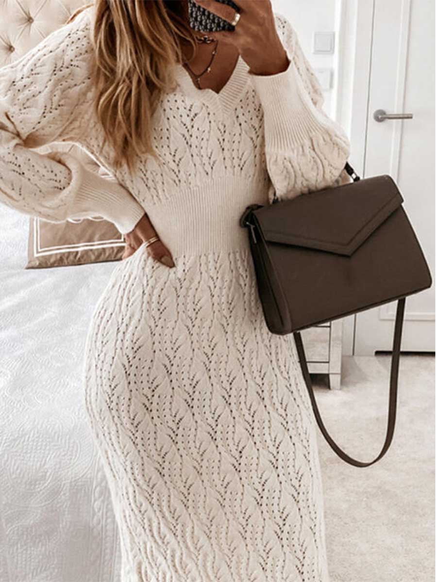 Veleaee Sexy Bag Hip Sweater Dress