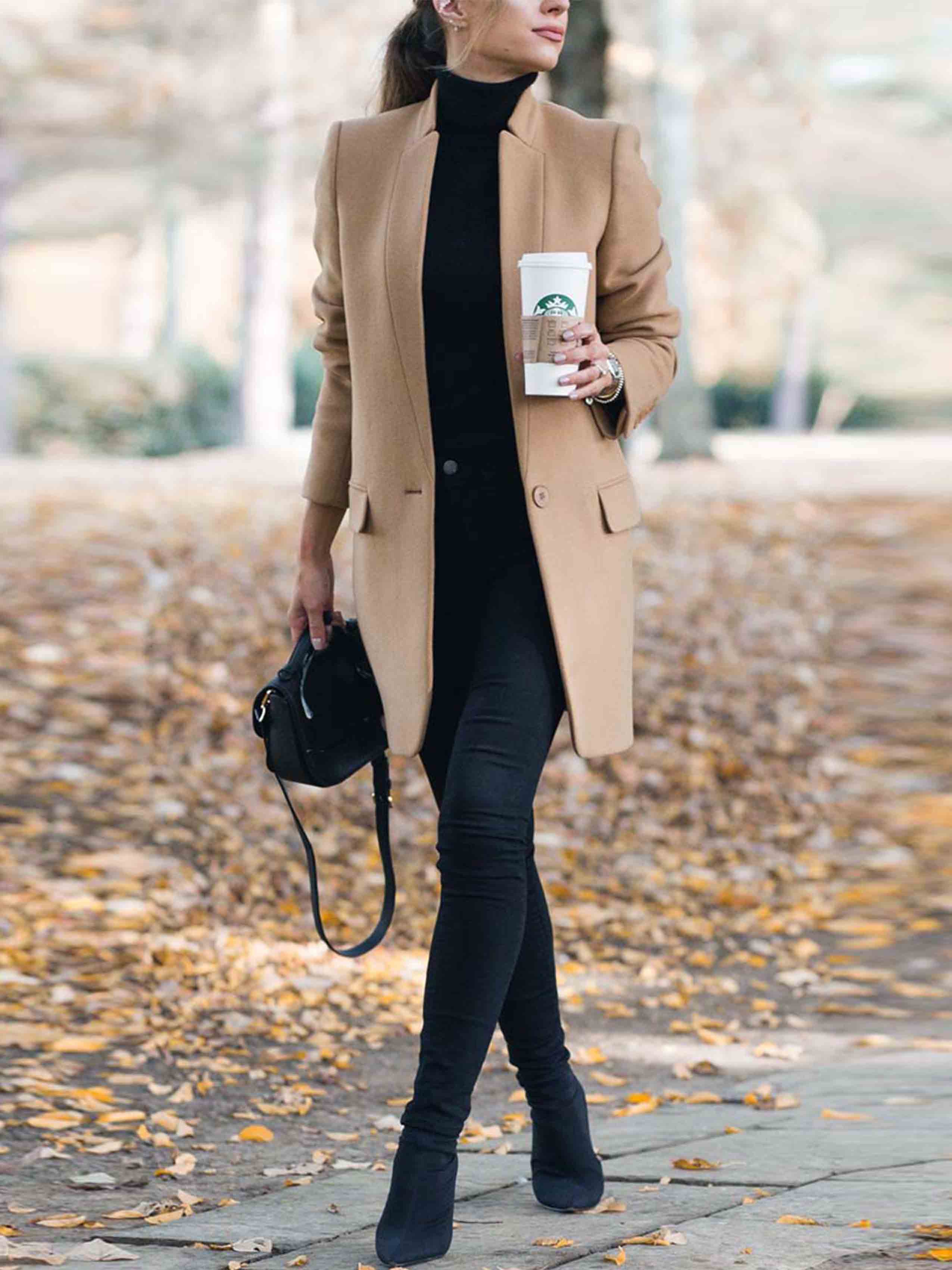 Veleaee One Button Khaki Coat