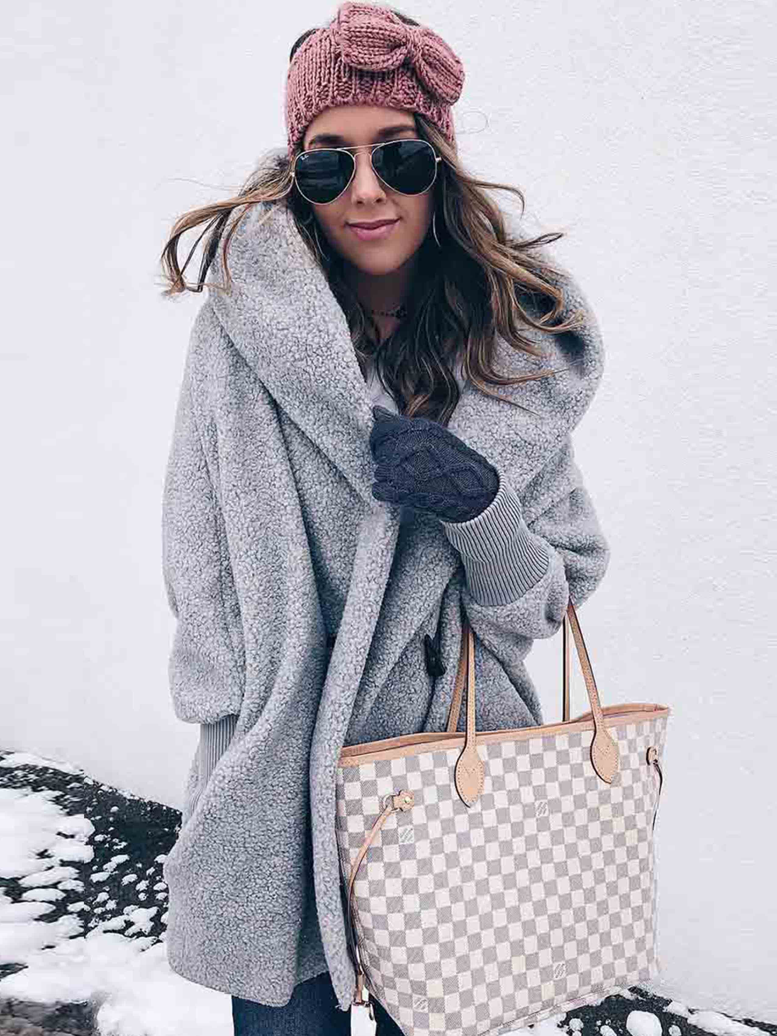 Veleaee Loose Casual Lapel Hooded Coat