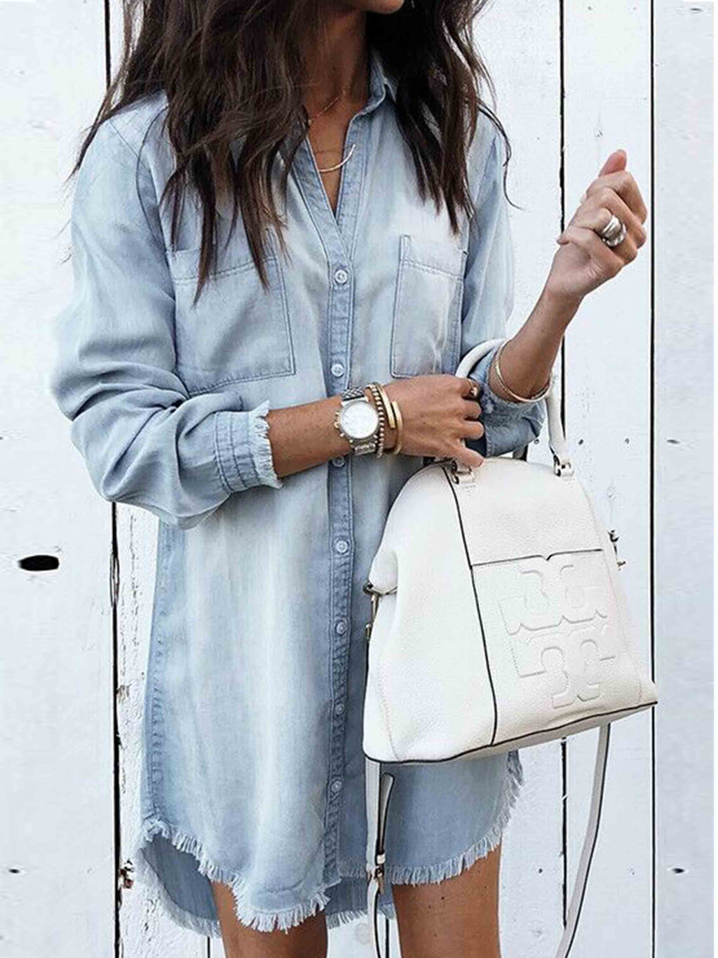 Veleaee  Hot Sexy Denim Shirt Dress