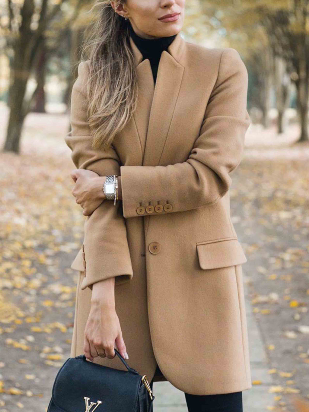 Veleaee One Button Khaki Coat