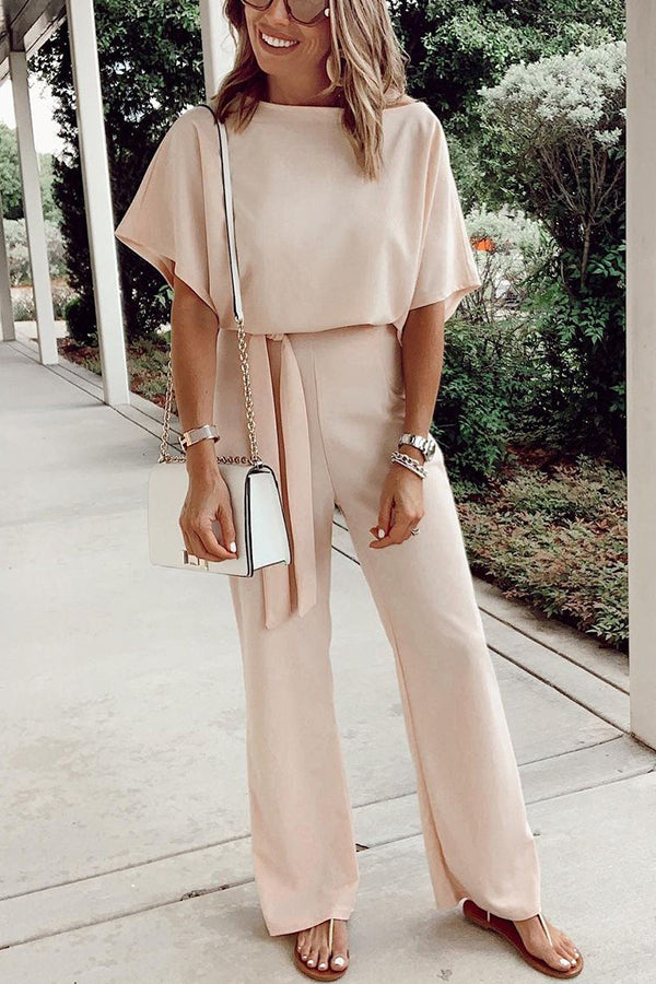 Veleaee Spring Scene Tie Loose Jumpsuit