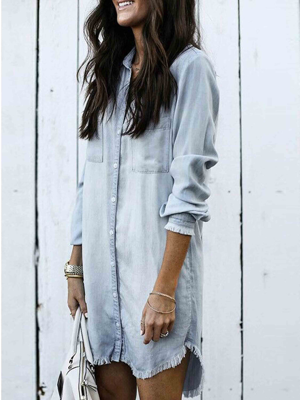 Veleaee  Hot Sexy Denim Shirt Dress