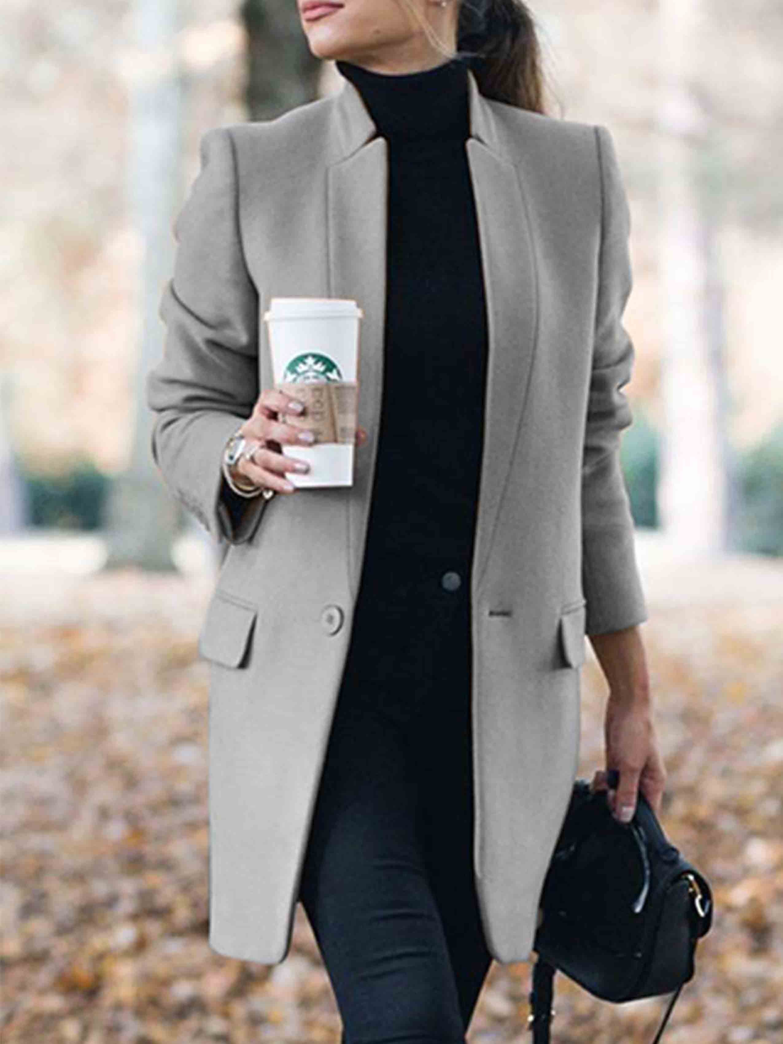 Veleaee One Button Khaki Coat