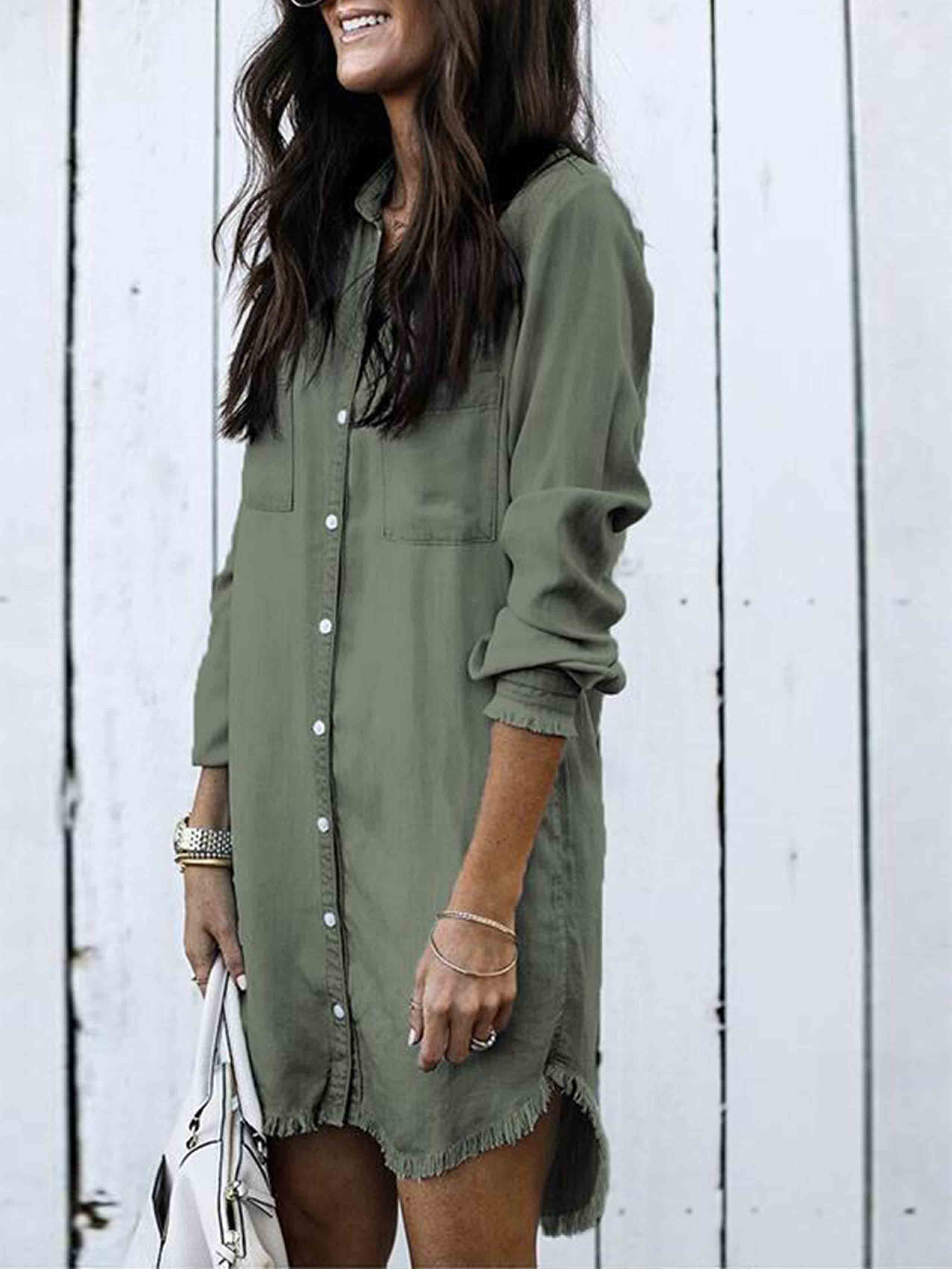 Veleaee  Hot Sexy Denim Shirt Dress