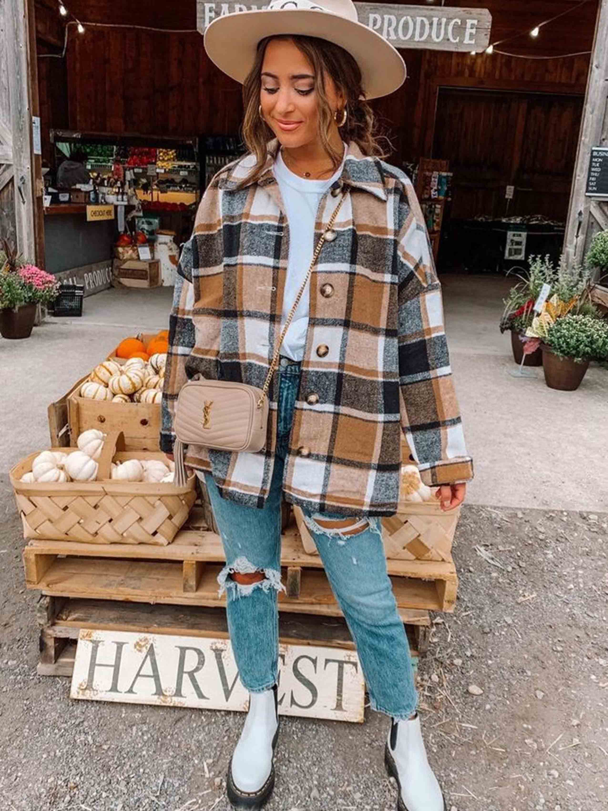 Veleaee Street Fashion Style Plaid Coat
