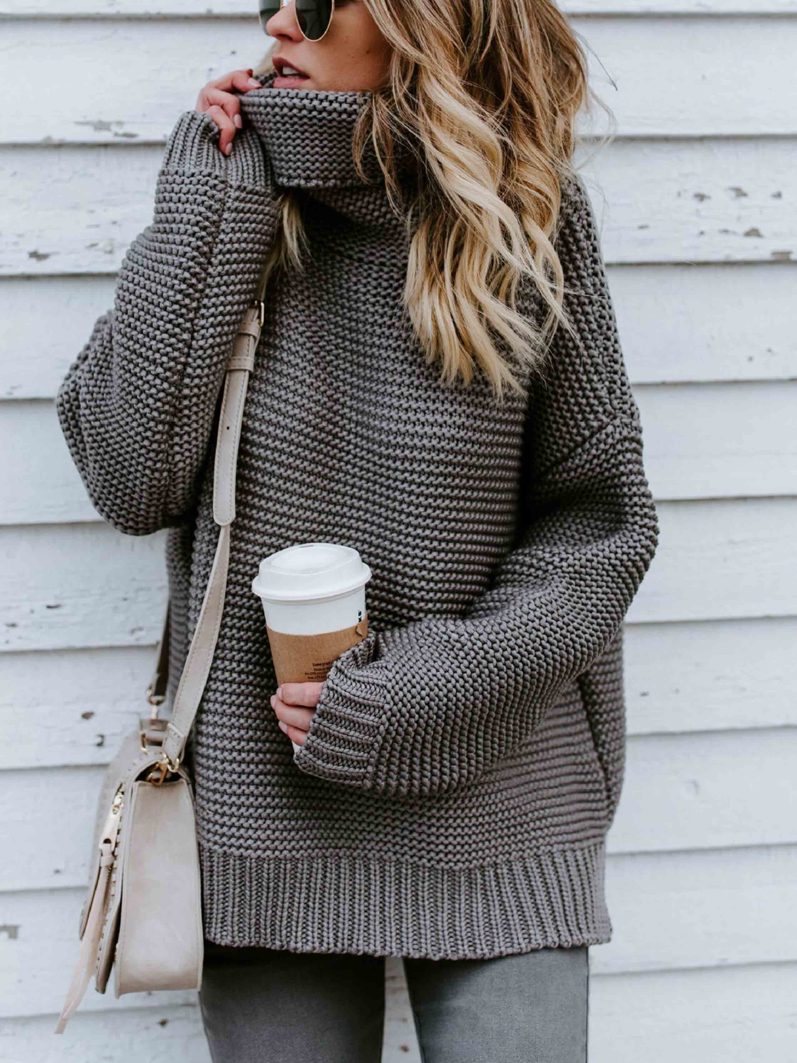 Veleaee Loose Turtleneck Warm Sweater