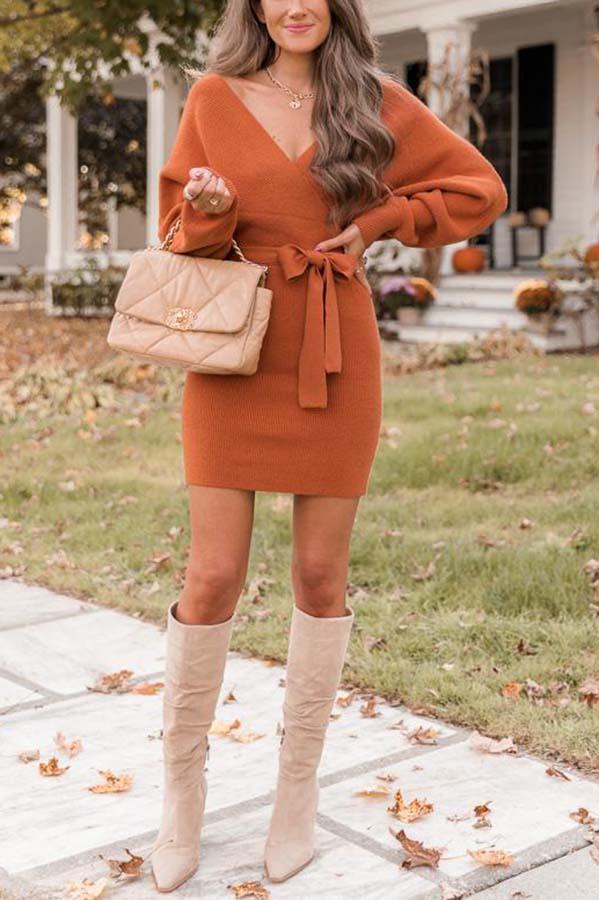 Veleaee Future Happiness Chelsea Wrap Sweater Dress