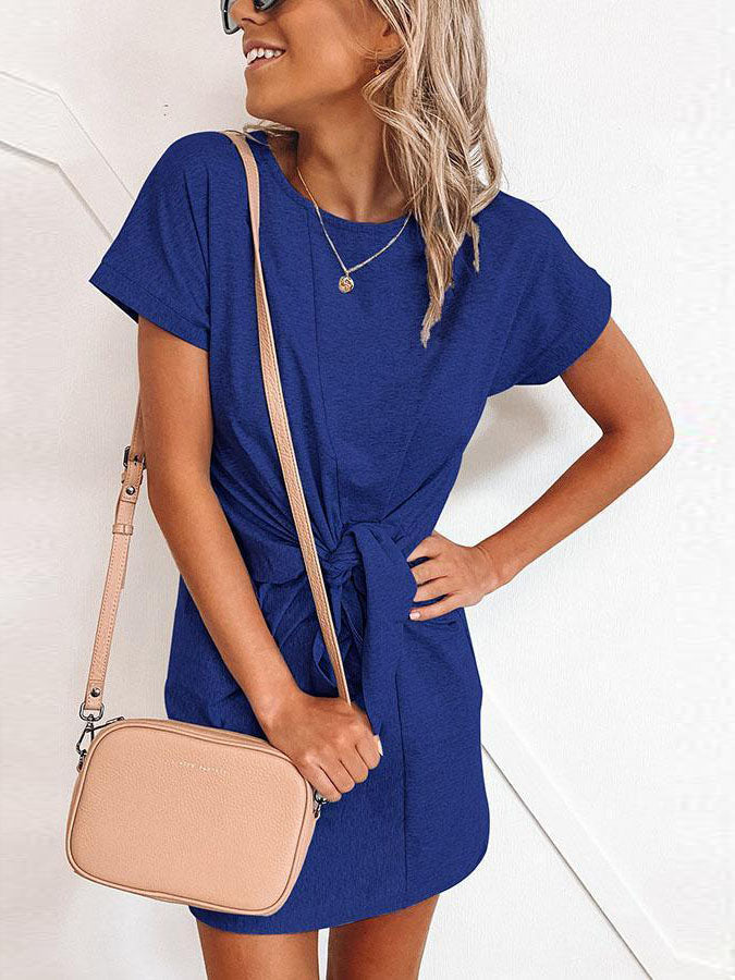 Veleaee Short-sleeved Cotton Blend Dress