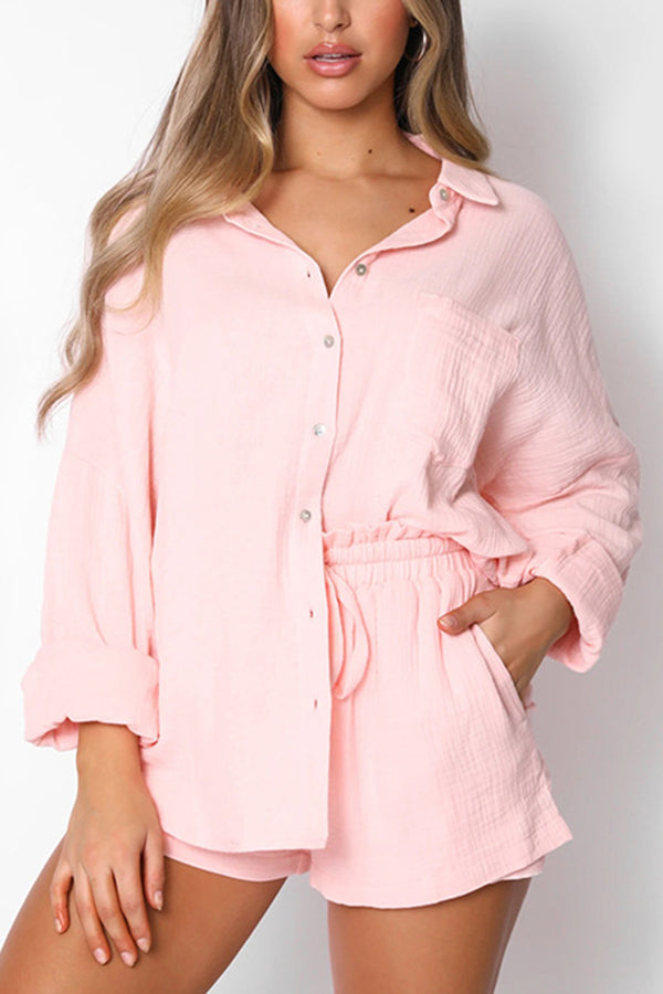 Veleaee Great Trip Button Shorts Suit