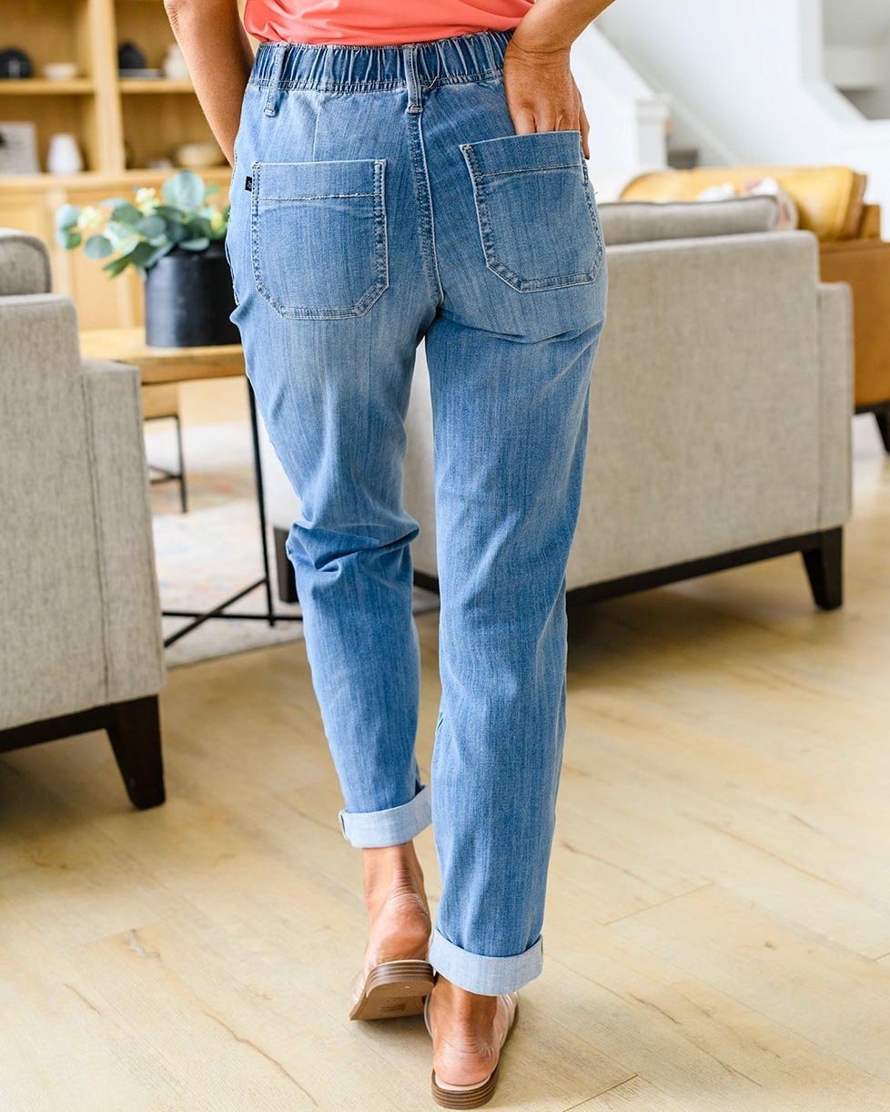 Veleaee Pull On Denim Joggers