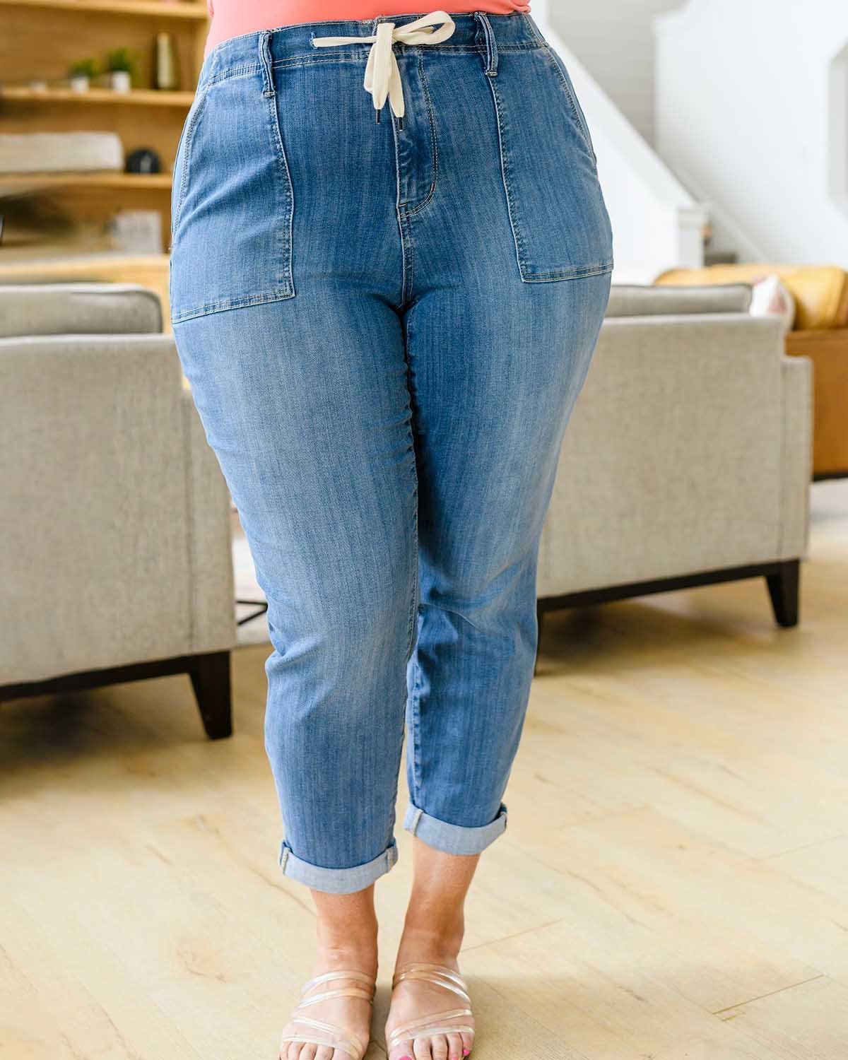 Veleaee Pull On Denim Joggers