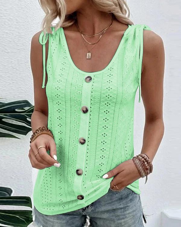 Veleaee Solid Scoop Neck Tank