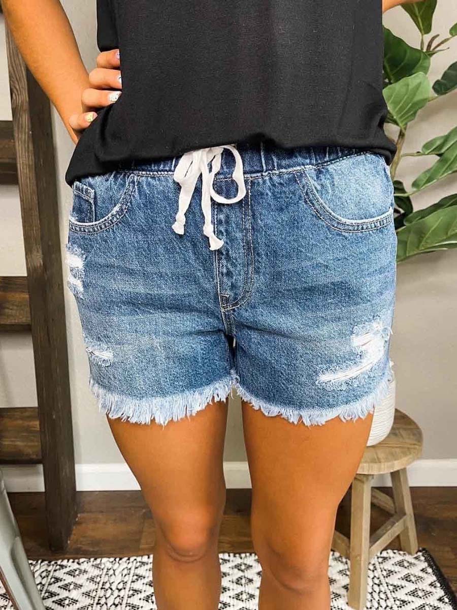 Veleaee Distressed Jogger Shorts