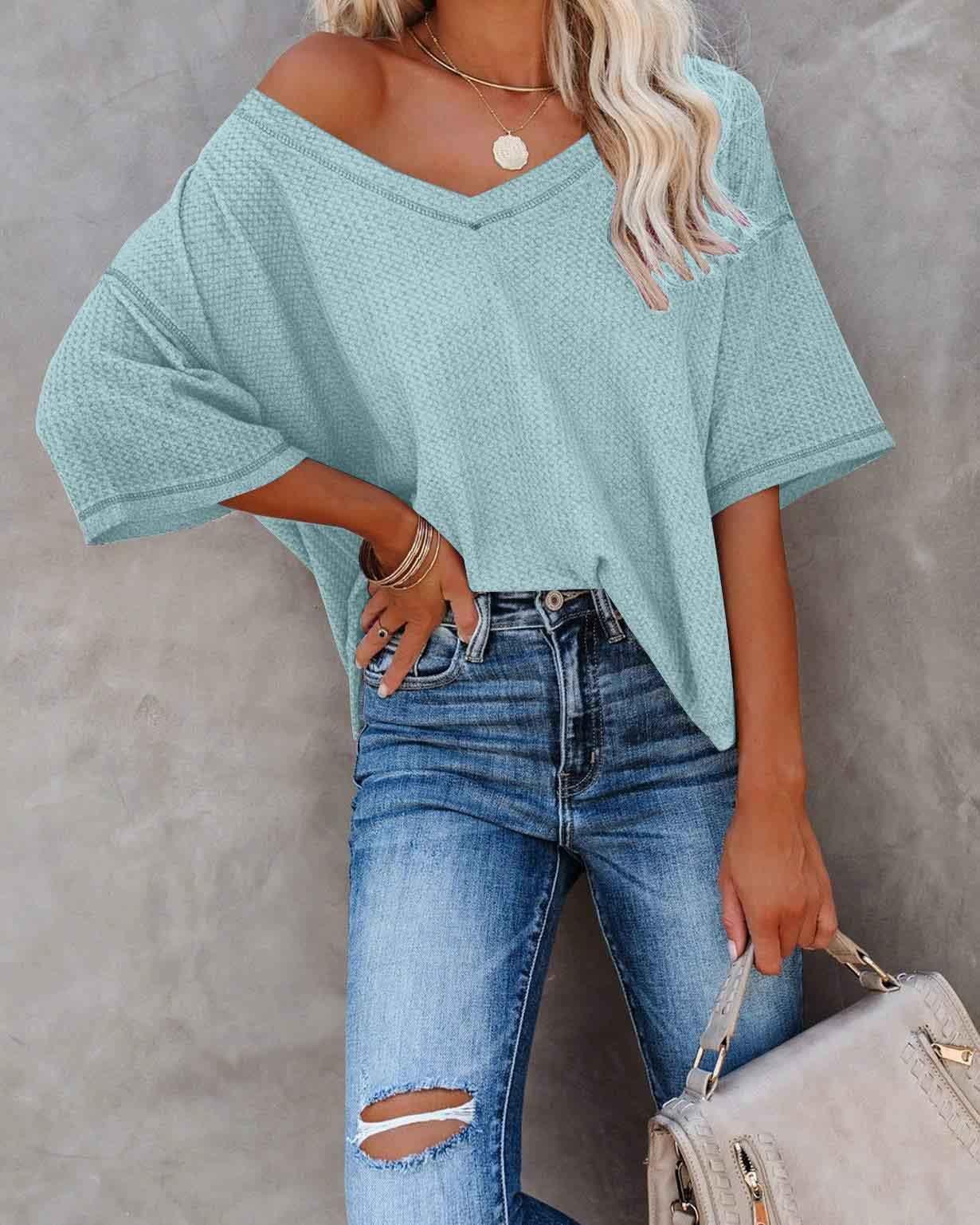Melarey V-Neck Dolman Sleeve Top - Melarey Boutique