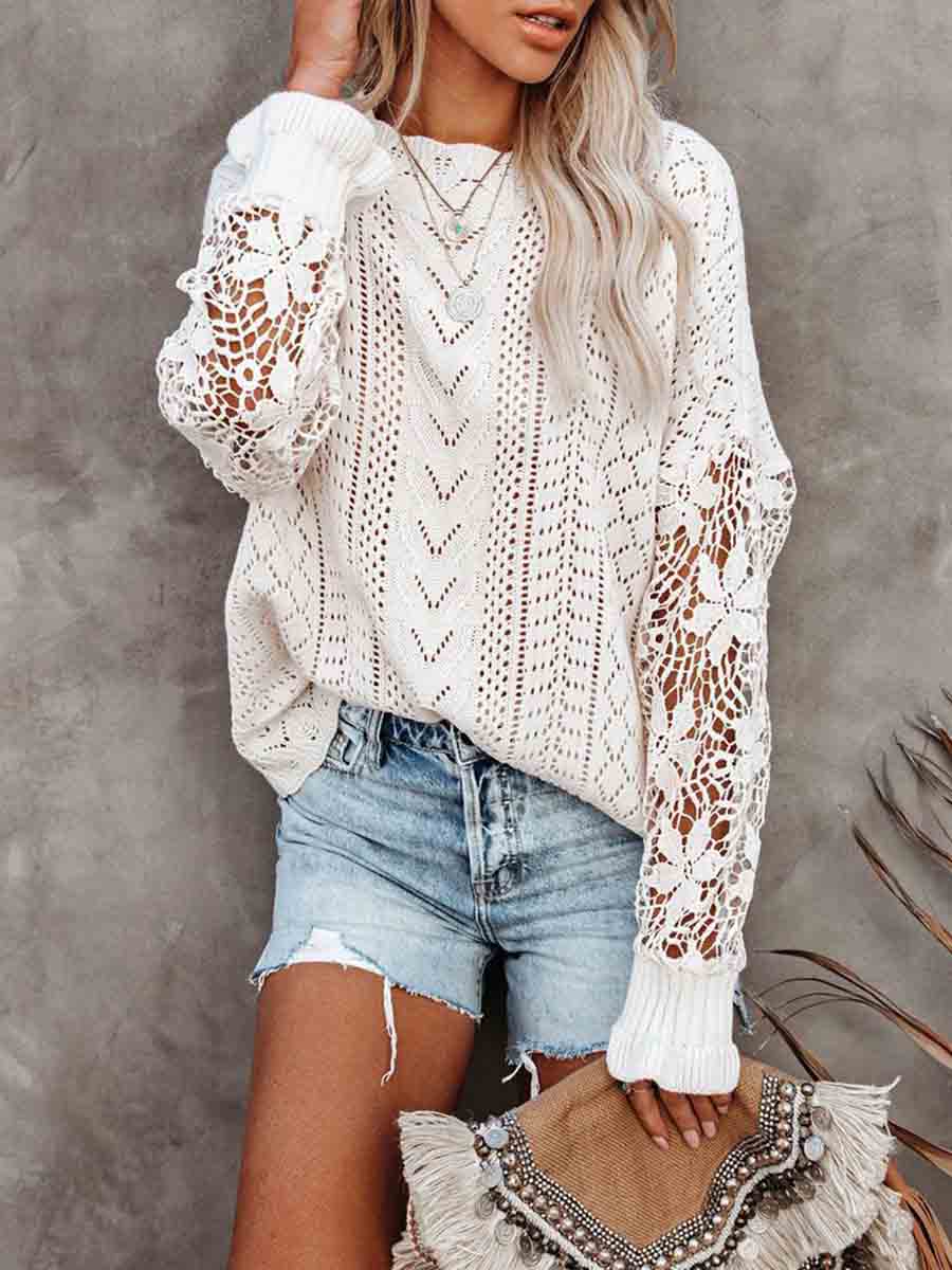 Veleaee Lace Hollow Sweater