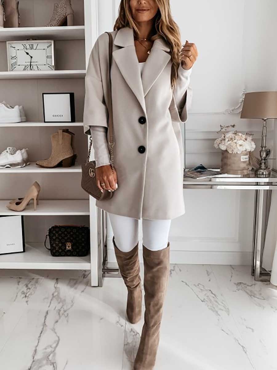 Veleaee Tweed Coat With Seven-quarter Sleeves